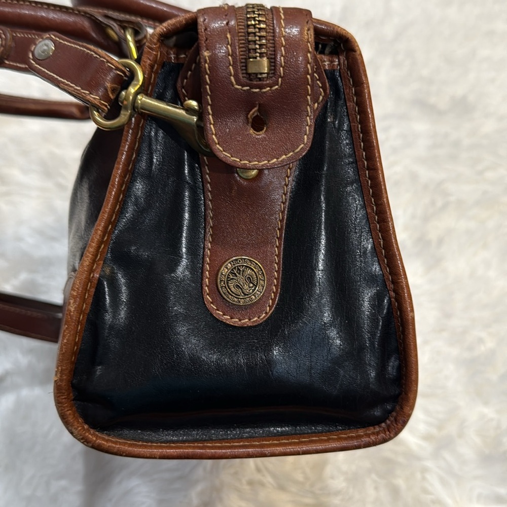 Brahmin Vintage Leather Satchel Crossbody Bag Black Brown Pre-Loved - Picture 5 of 16